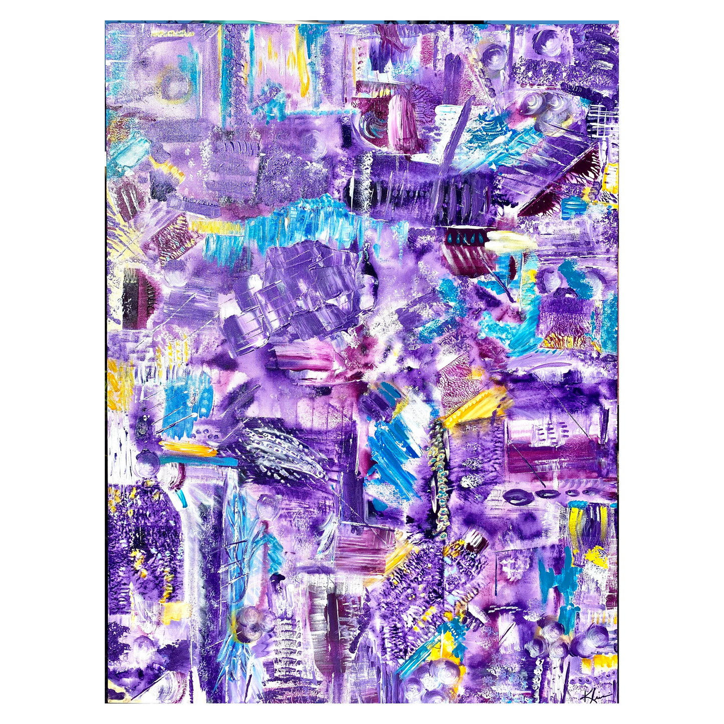 "Dreaming of Violets" Original Artwork by Sandra Klim, St. Petersburg, FL. An abstract expressionist painter. 16" x 20" Acrylic on Canvas