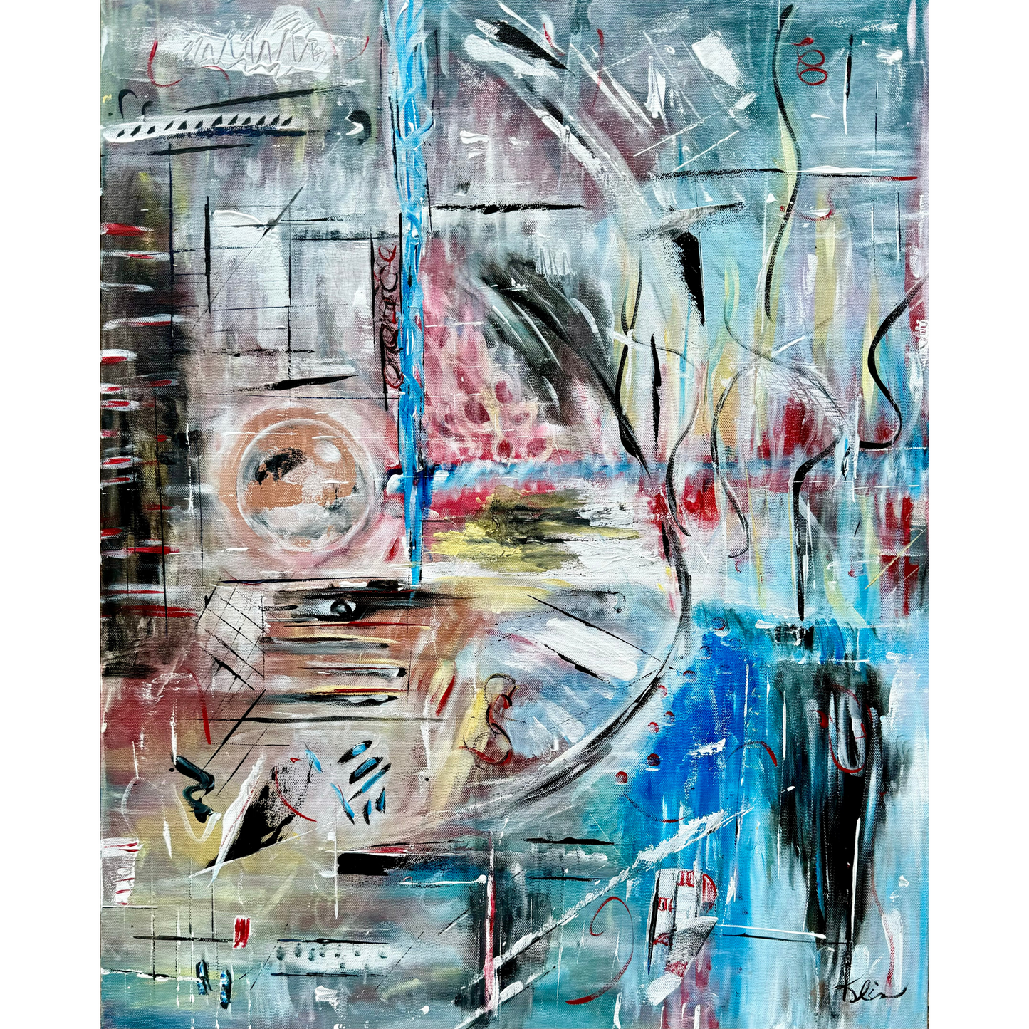 "Fearless" Original Artwork by Sandra Klim, St. Petersburg, FL. An abstract expressionist painter. 24" x 30" Acrylic on Canvas