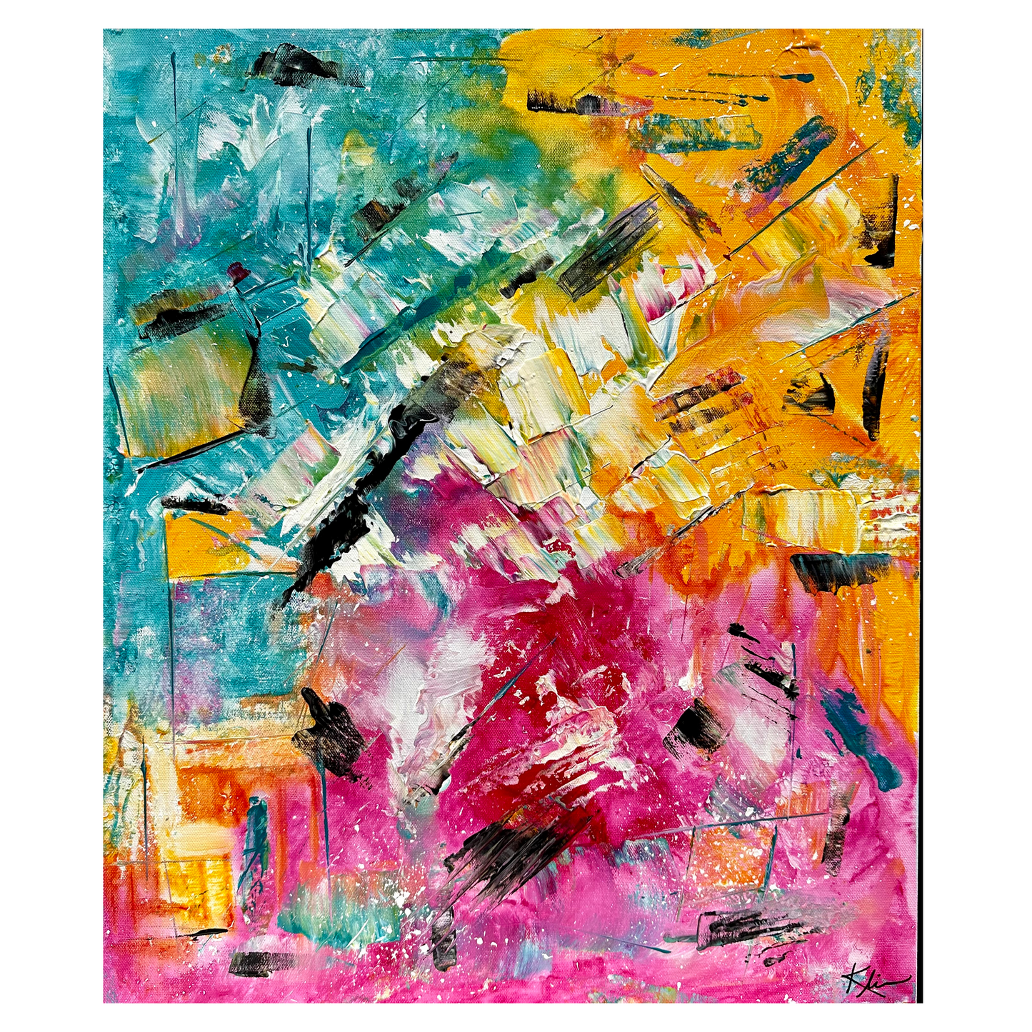 "Flyaway" Original Artwork by Sandra Klim, St. Petersburg, FL. An abstract expressionist painter. 20" x 24" Acrylic on Canvas