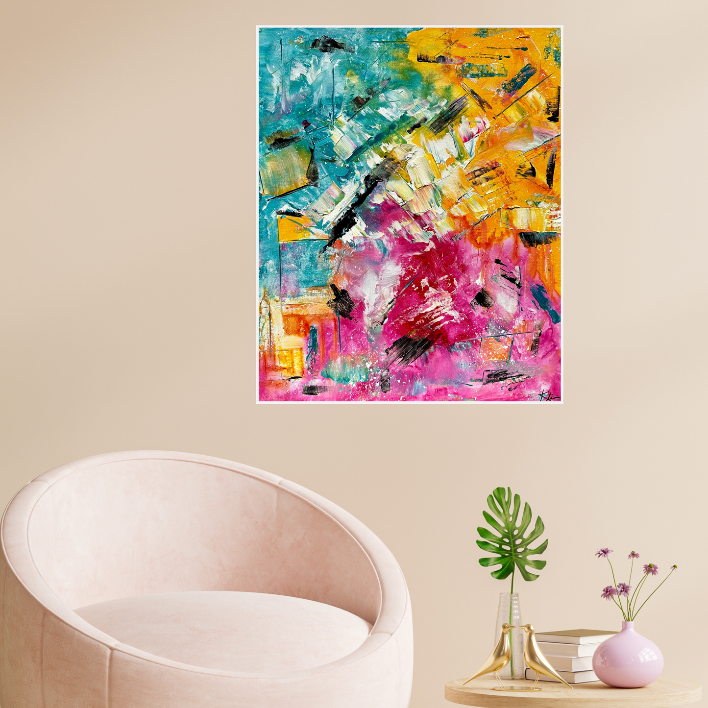 "Flyaway" Original Artwork by Sandra Klim, St. Petersburg, FL. An abstract expressionist painter. 20" x 24" Acrylic on Canvas
