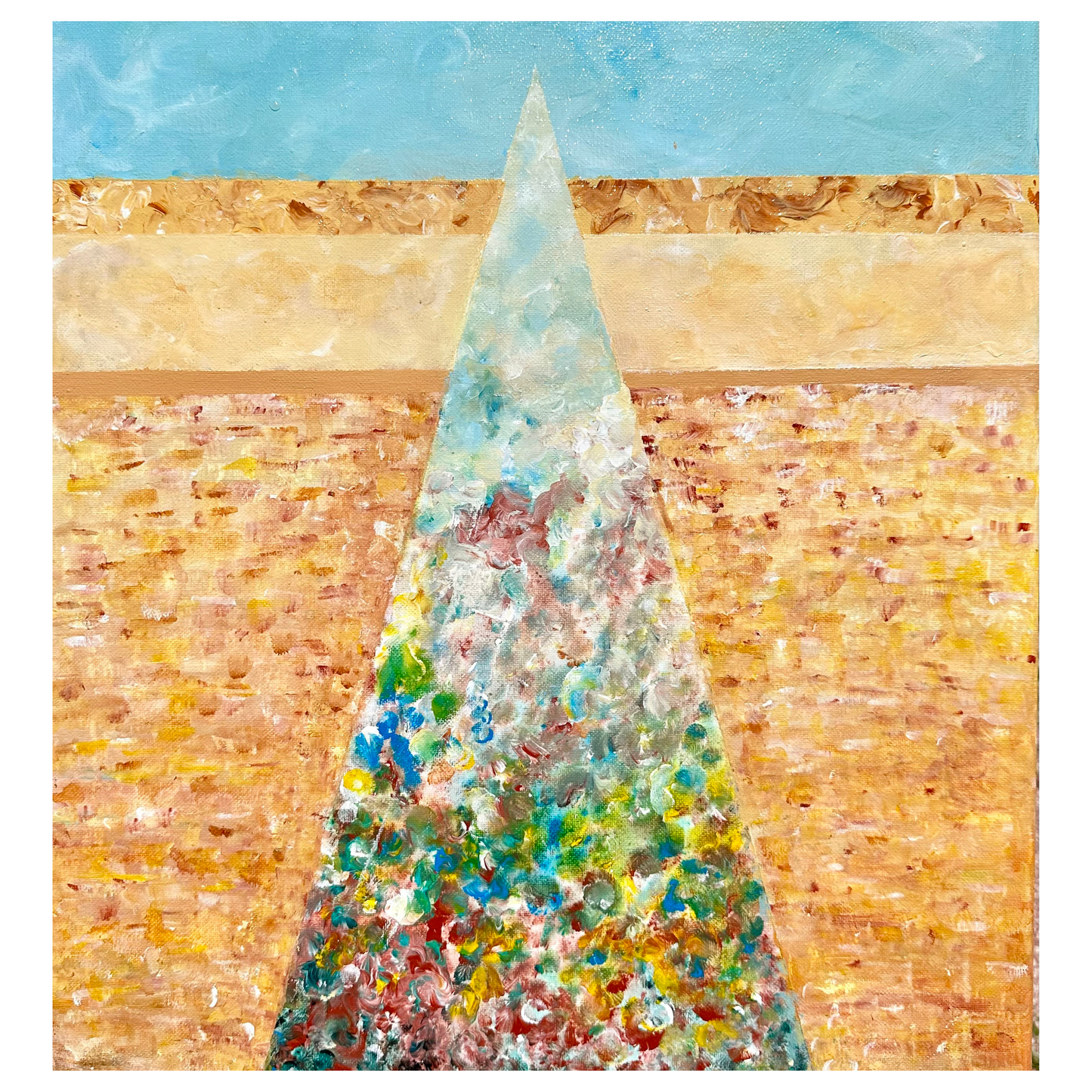 "Thought Pyramid" Original Artwork by Sandra Klim, St. Petersburg, FL. An abstract expressionist painter. 18" x 24" Acrylic on Canvas