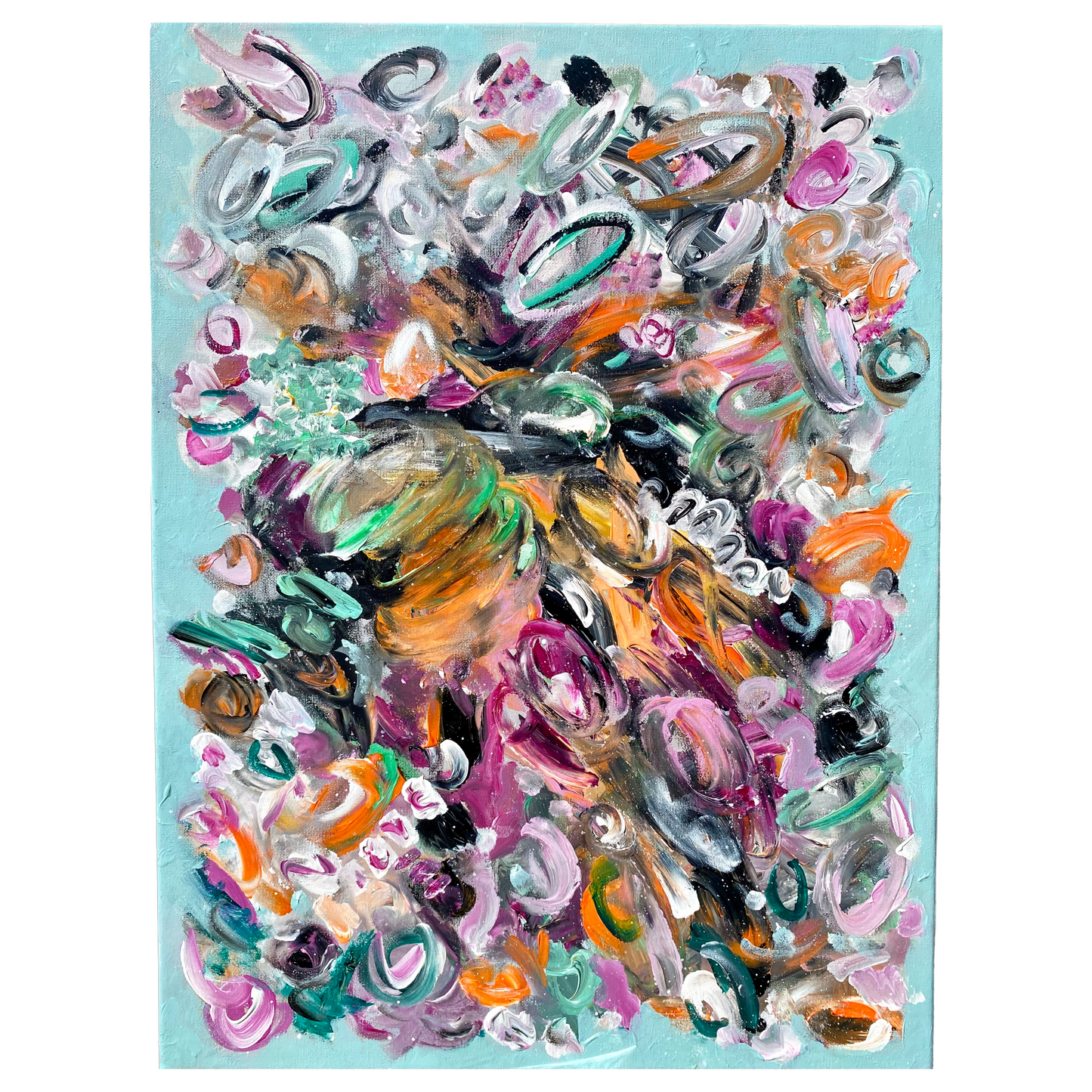 "Twirly Gigs" Original Artwork by Sandra Klim, St. Petersburg, FL. An abstract expressionist painter. 18" x 24" Acrylic on Canvas.