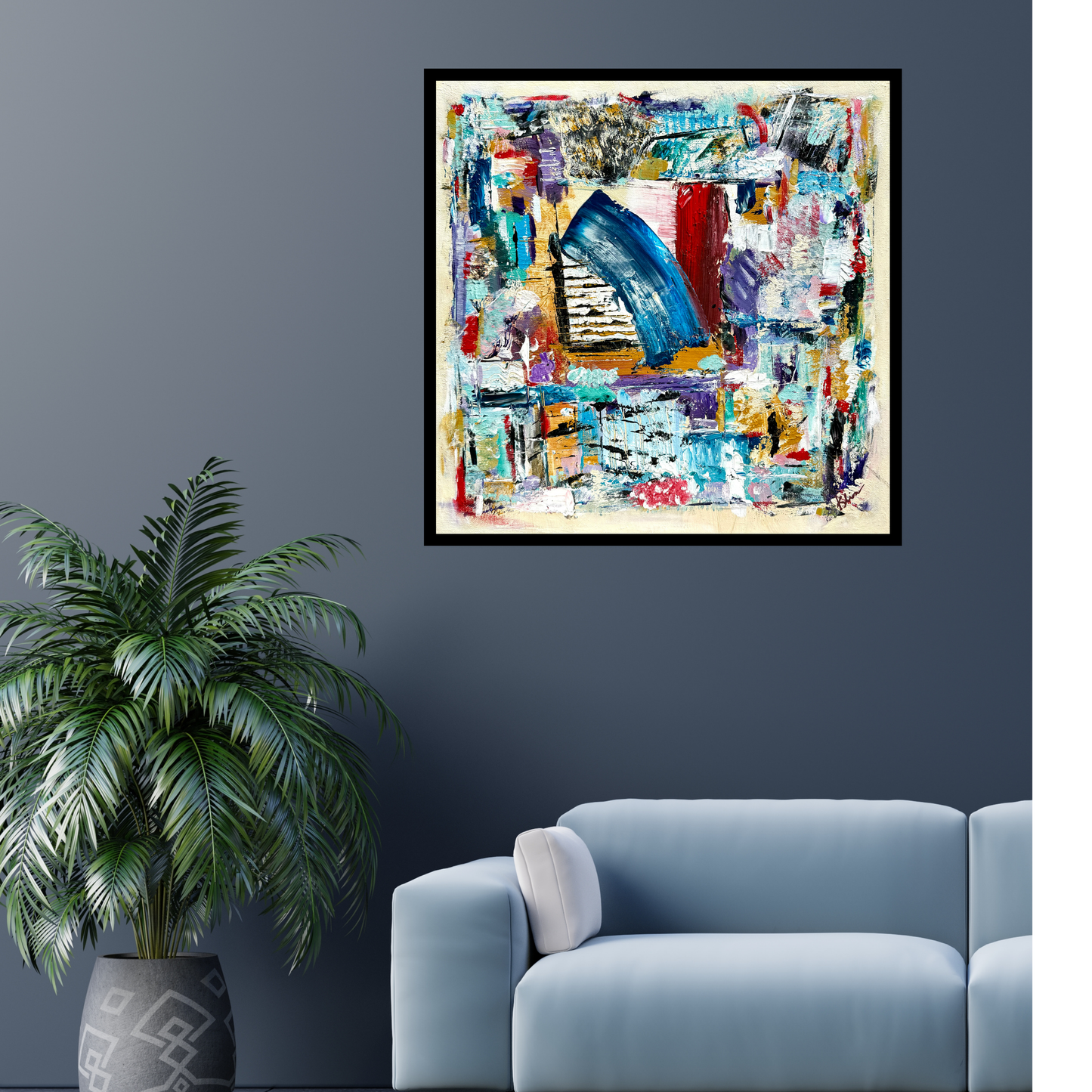 "Flexible" Even if everyone is taking the straight and narrow, don't hesitate to take your own path and be flexible. Abstract painting by Sandra Klim, 20 x 20, acrylic on canvas.   