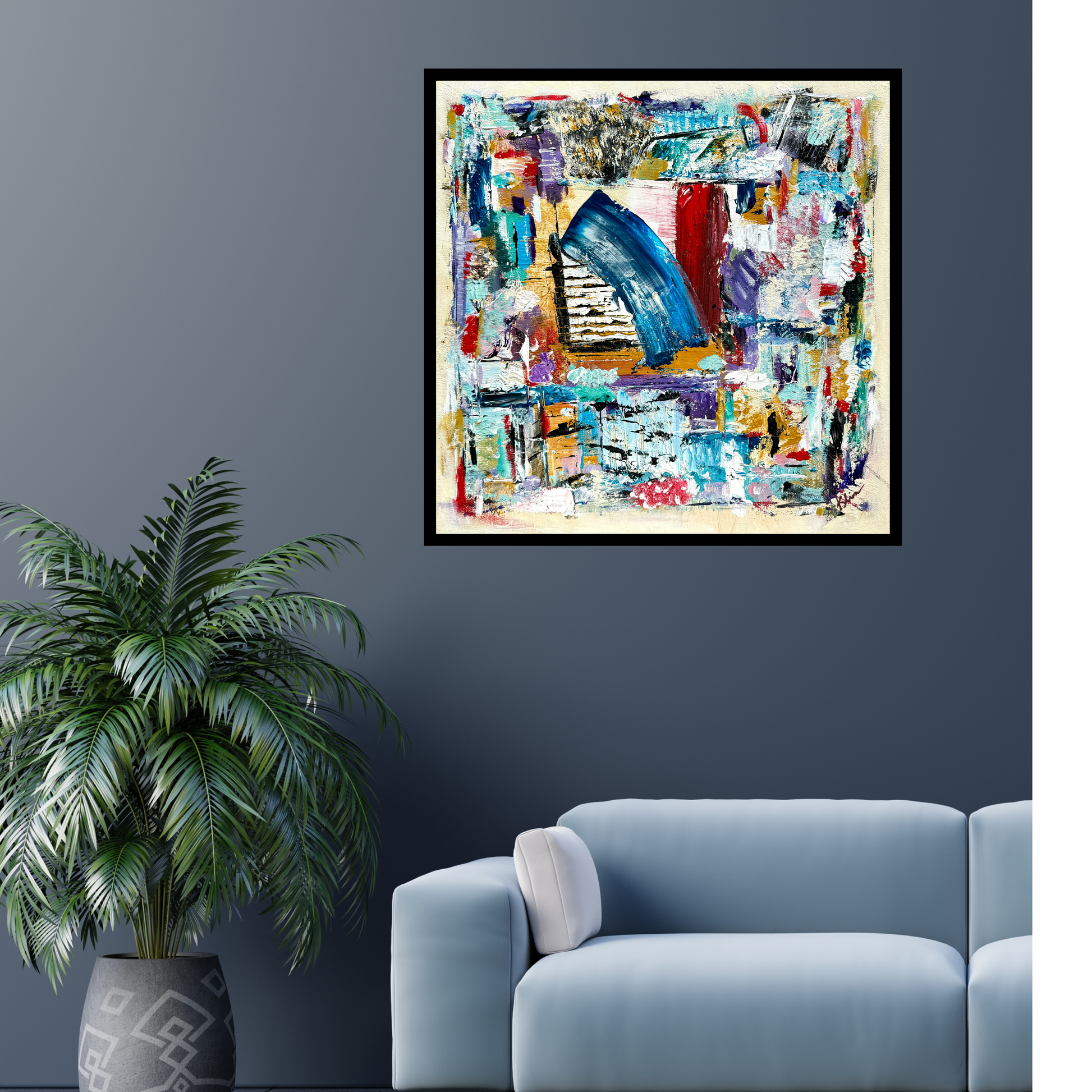 "Flexible" Even if everyone is taking the straight and narrow, don't hesitate to take your own path and be flexible. Abstract painting by Sandra Klim, 20 x 20, acrylic on canvas.   