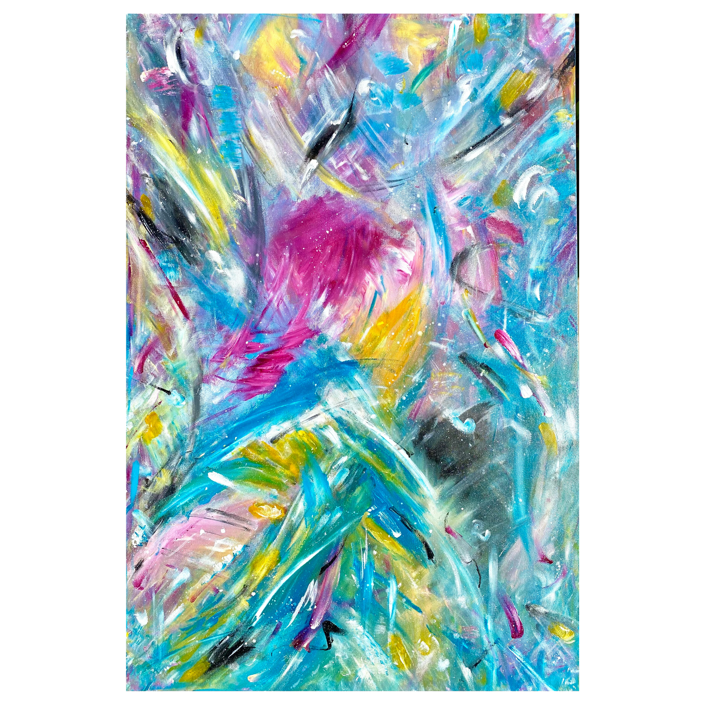  "Burst" Original Artwork by Sandra Klim, St. Petersburg, FL. An abstract expressionist painter. 24" x 36" Acrylic on Canvas