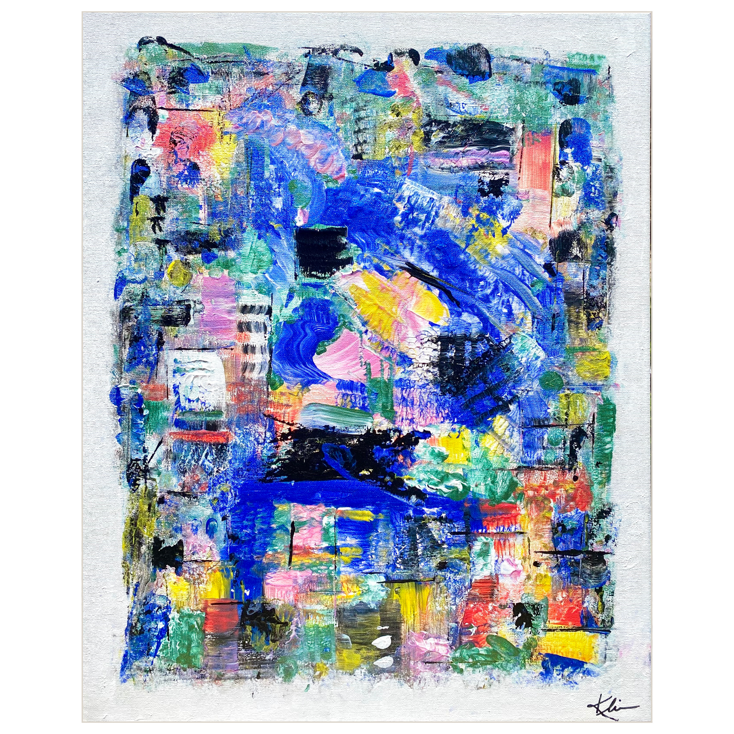  "Embracing Color" Original Artwork by Sandra Klim, St. Petersburg, FL. An abstract expressionist painter. 16" x 24" Acrylic on Canvas.