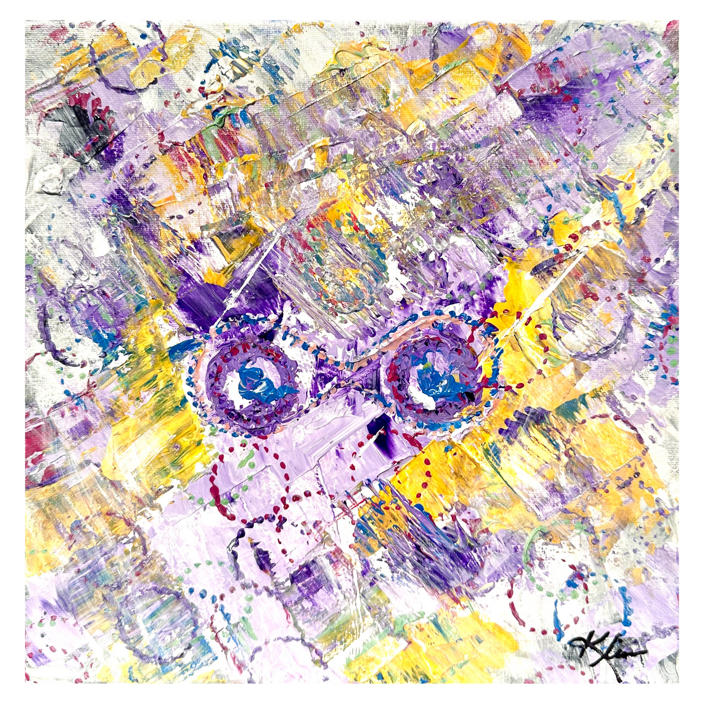 "Eye Spy" Original Artwork by Sandra Klim, St. Petersburg, FL. An abstract expressionist painter. 12" x 12" Acrylic on Canvas.