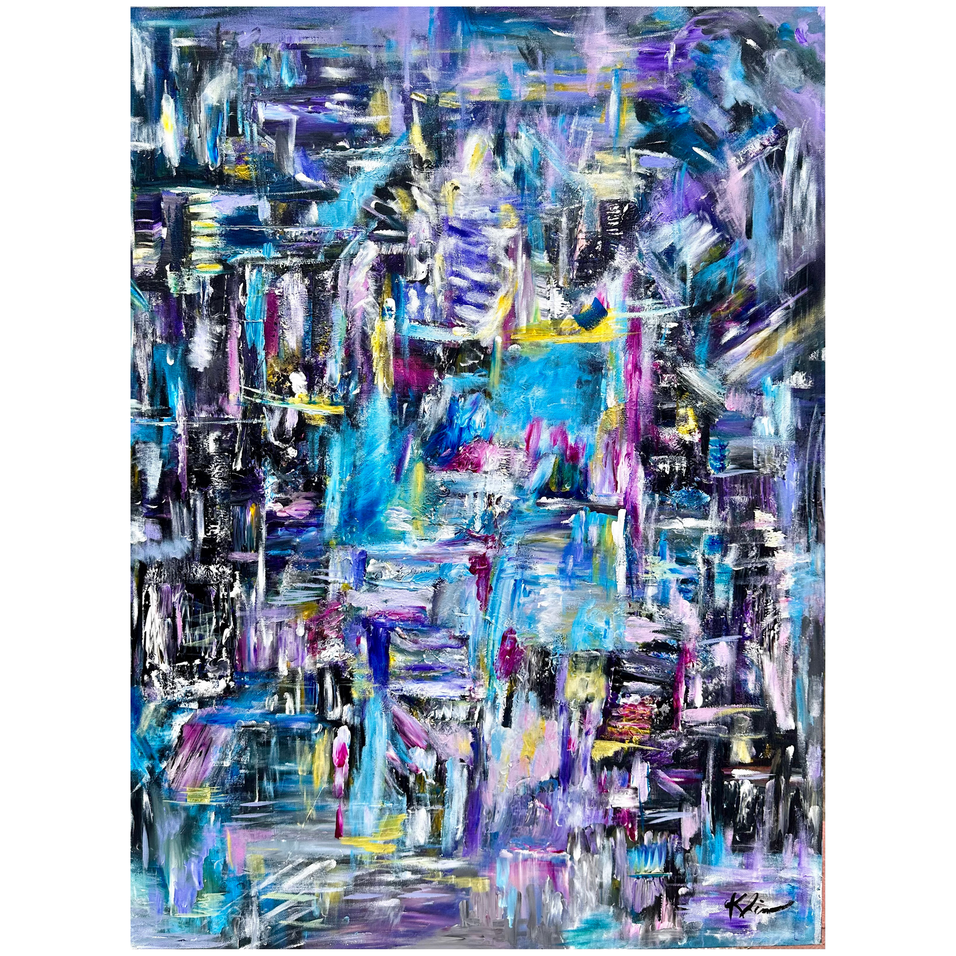 "Harbor Lights" Original Artwork by Sandra Klim, St. Petersburg, FL. An abstract expressionist painter. 30" x 40" Acrylic on Canvas