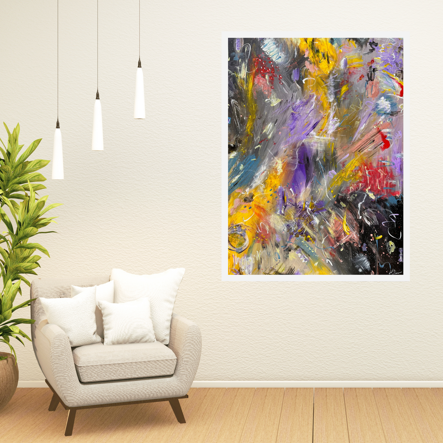 "Inspiration" Original Artwork by Sandra Klim, St. Petersburg, FL. An abstract expressionist painter. 30" x 40" Acrylic on Canvas