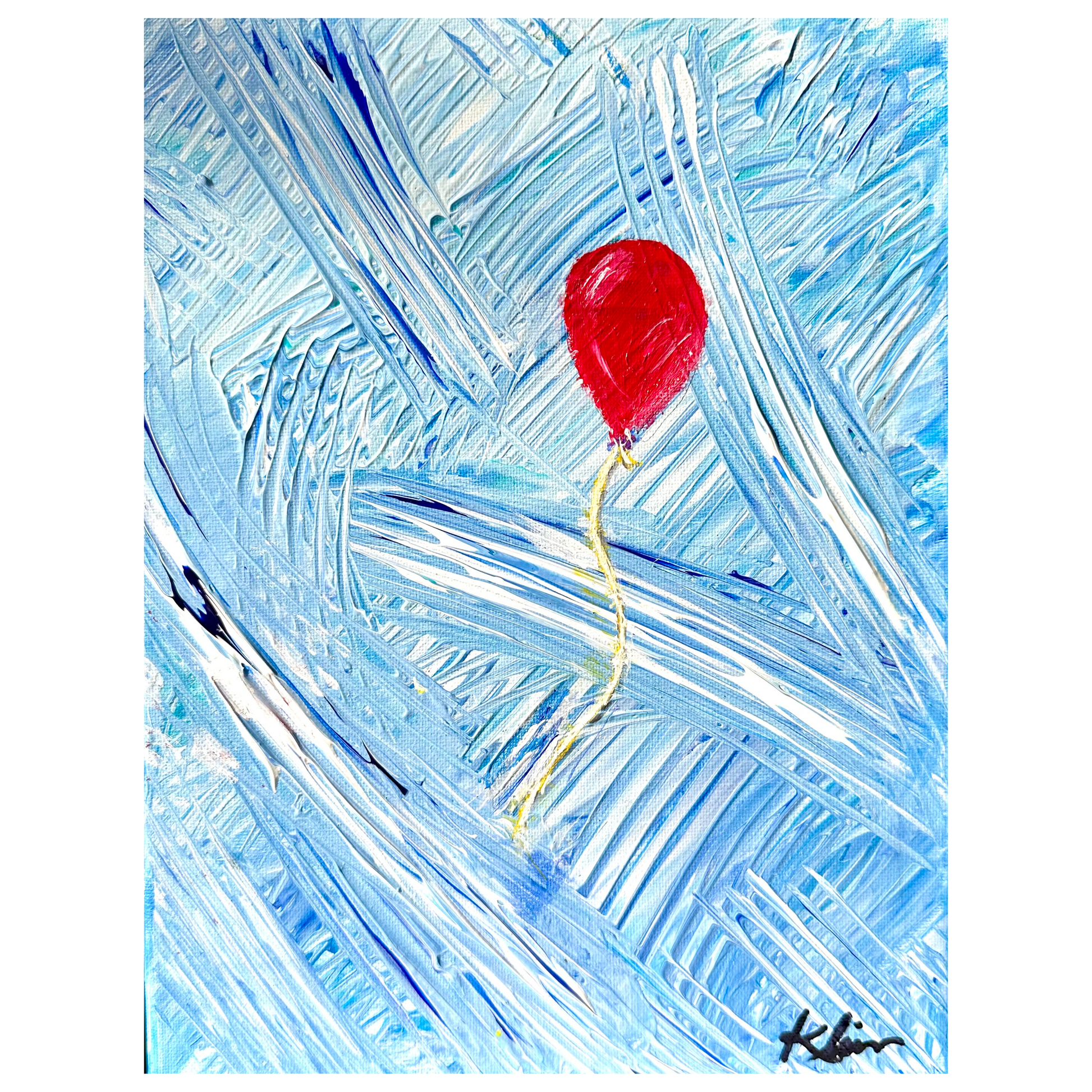  "Lost Balloon" Original Artwork by Sandra Klim, St. Petersburg, FL. An abstract expressionist painter. 9" x 12" Acrylic on Canvas.